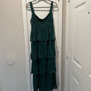 Altar’d State Elegant Green Tiered Dress